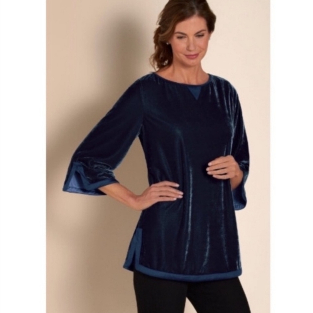Soft Surroundings Velvet Weekender Tunic Top in Forest Green